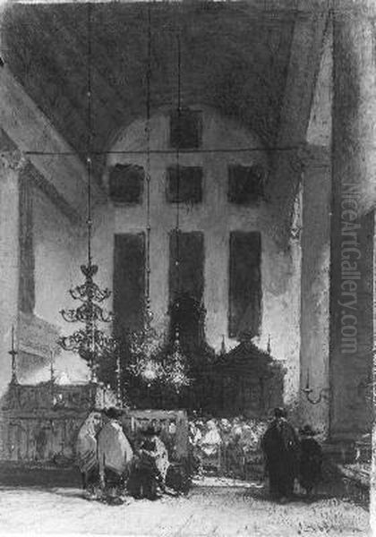 Interieur der Portugese synagoge Oil Painting by Johannes Bosboom