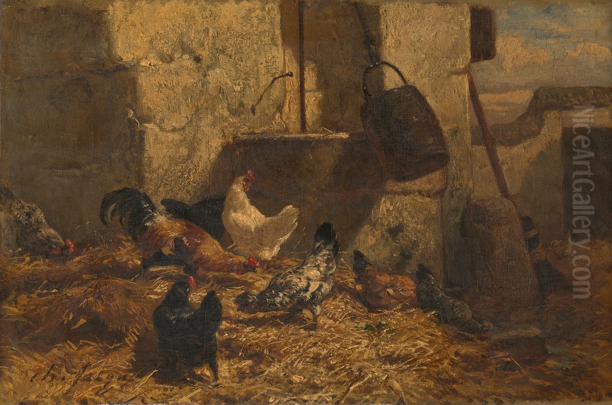 Kippen Oil Painting by Charles Jacque