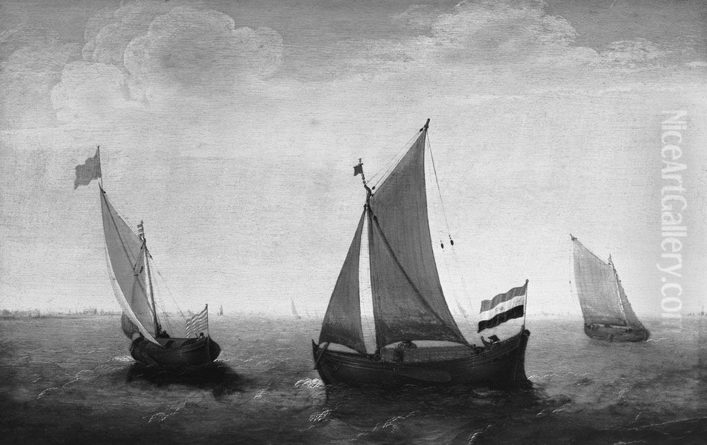 Zeilende schepen Oil Painting by Cornelis Verbeeck