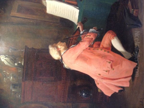 Mandolinespeler Oil Painting by Eugene Fichel