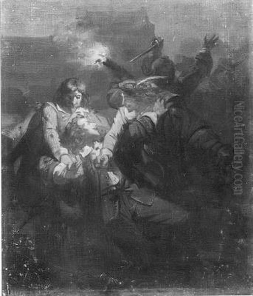 Anno 1672. Johan de Witt wordt door Van der Graeff verwond Oil Painting by Johannes Hinderikus Egenberger