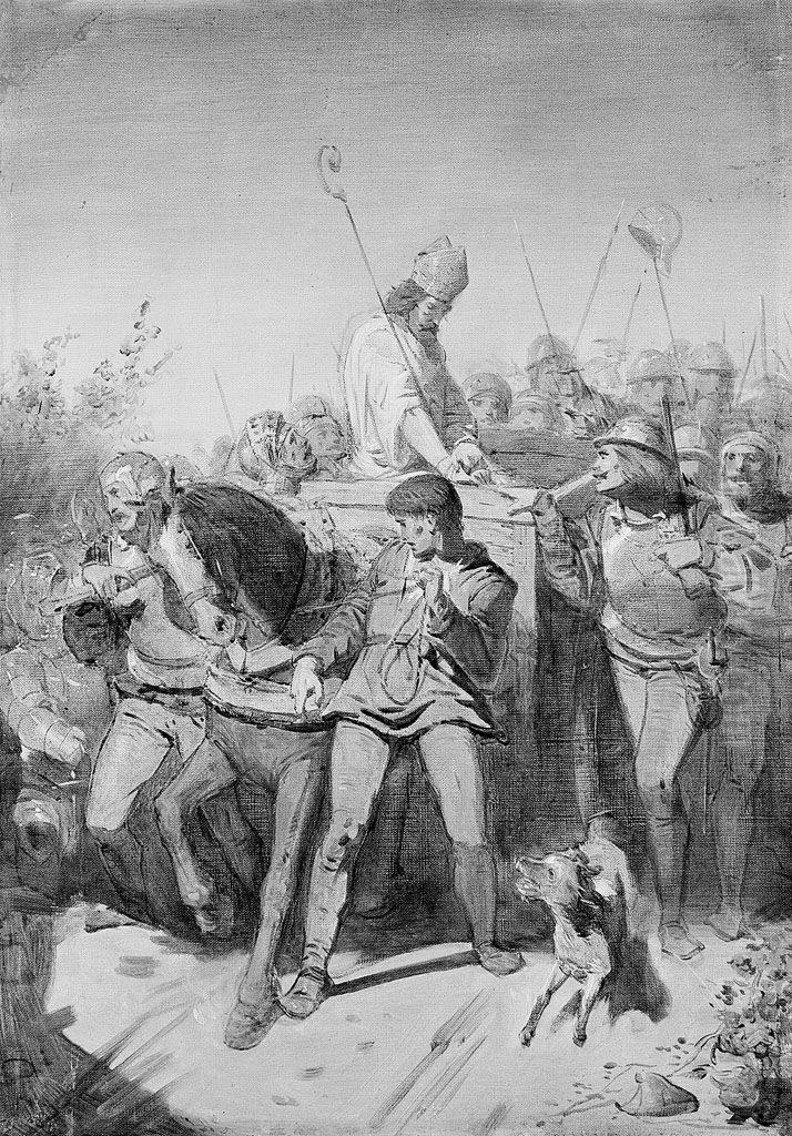 Anno 1483. Bisschop David van Bourgondie gevankelijk op een mestwagen naar Amersfoort gevoerd Oil Painting by Johannes Hinderikus Egenberger