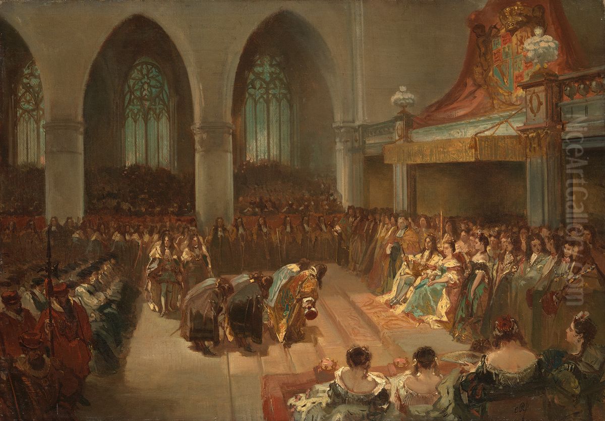 Anno 1689. De kroning van Willem III en Maria Stuart Oil Painting by Charles Rochussen