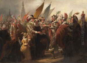 Anno 1625. Spinola wenst de Nederlandse krijgsoversten na de inneming van Breda geluk met hun kloekheid