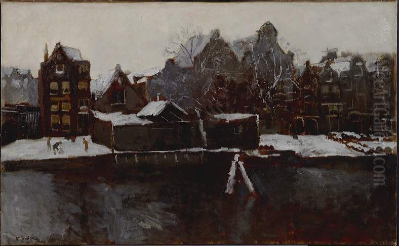 De Nieuwe Teertuinen in de winter Oil Painting by George Hendrik Breitner