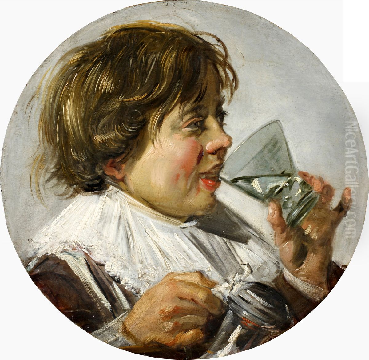 Lachender Knabe mit einem Weinglas Oil Painting by Frans Hals