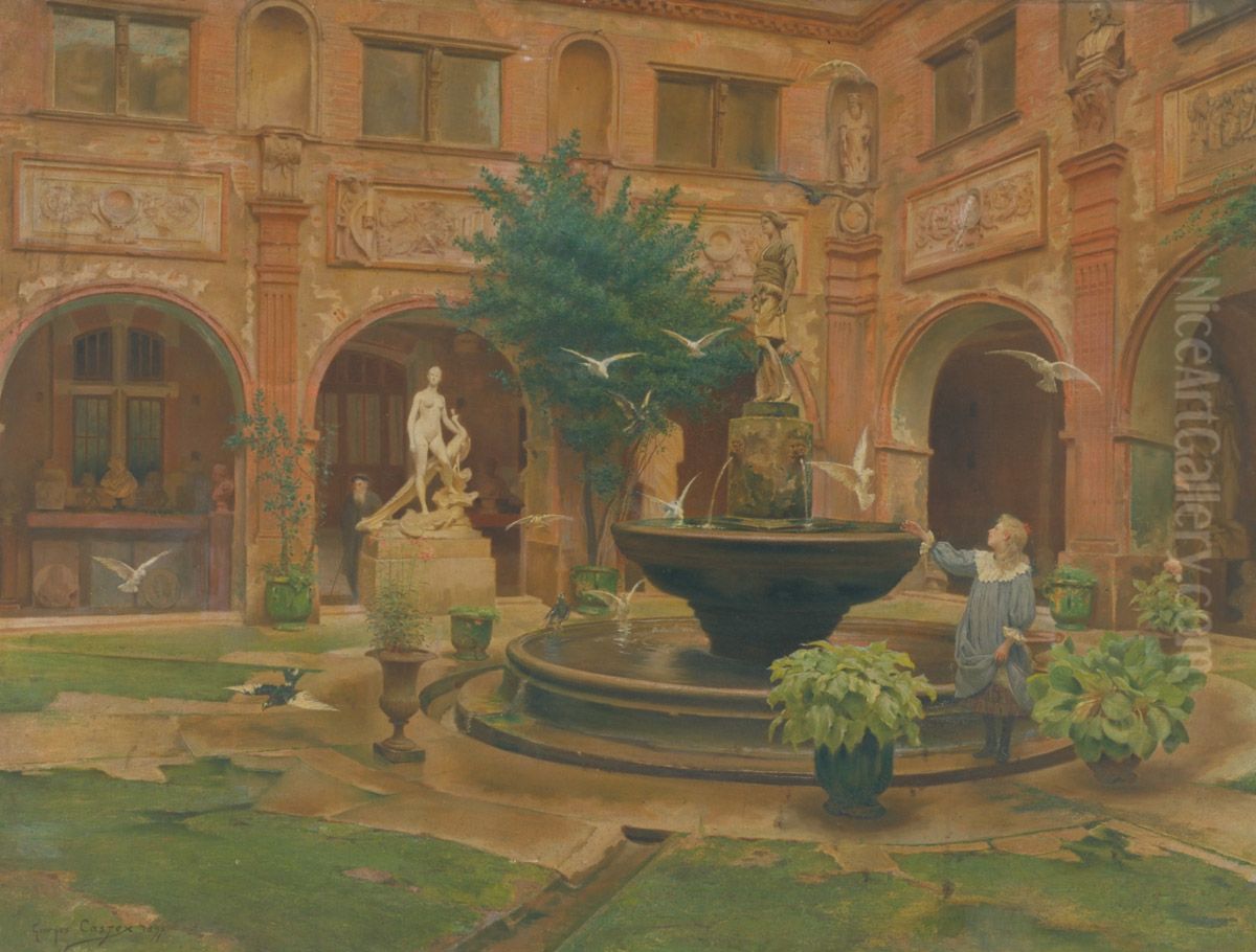 Le Petit cloitre des Augustins a Toulouse Oil Painting by Georges Castex