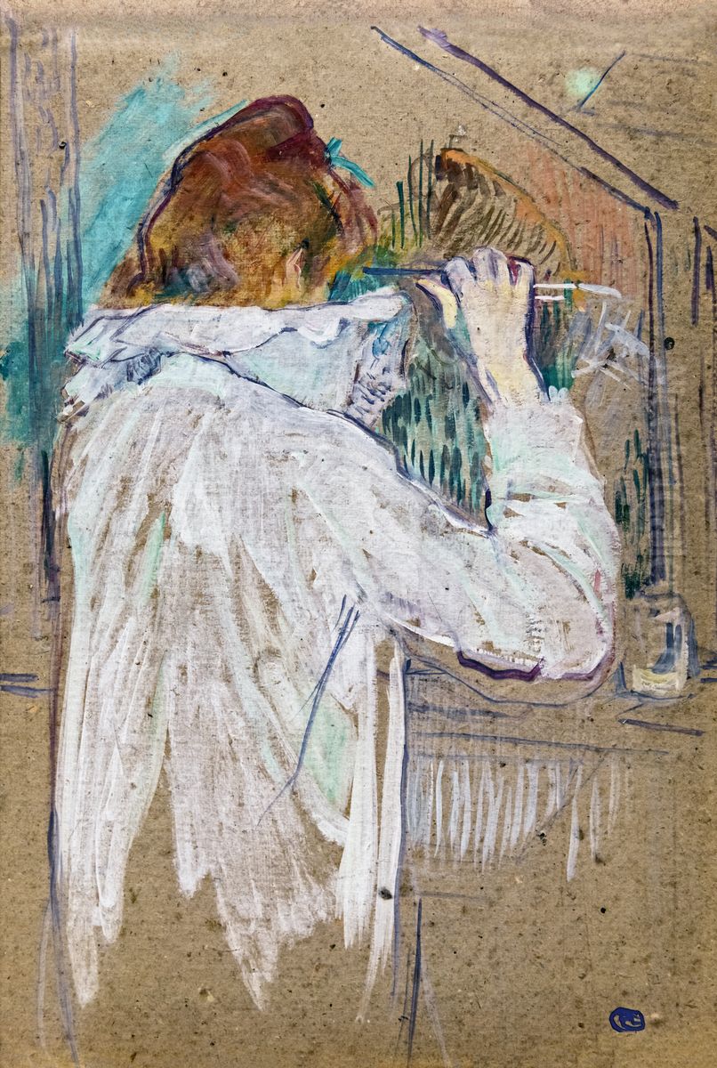 Curling womanFrancais:Femme se frisantItaliano:Donna arricciacapelli Oil Painting by Henri De Toulouse-Lautrec
