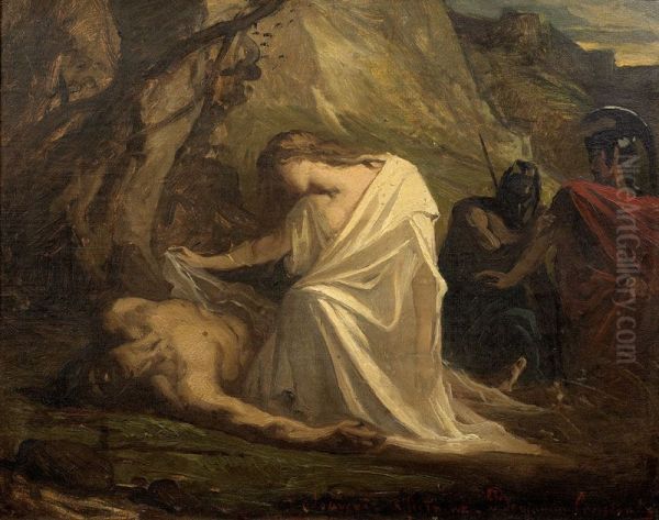 Antigone au chevet de Polynice Oil Painting by Jean-Joseph Benjamin-Constant