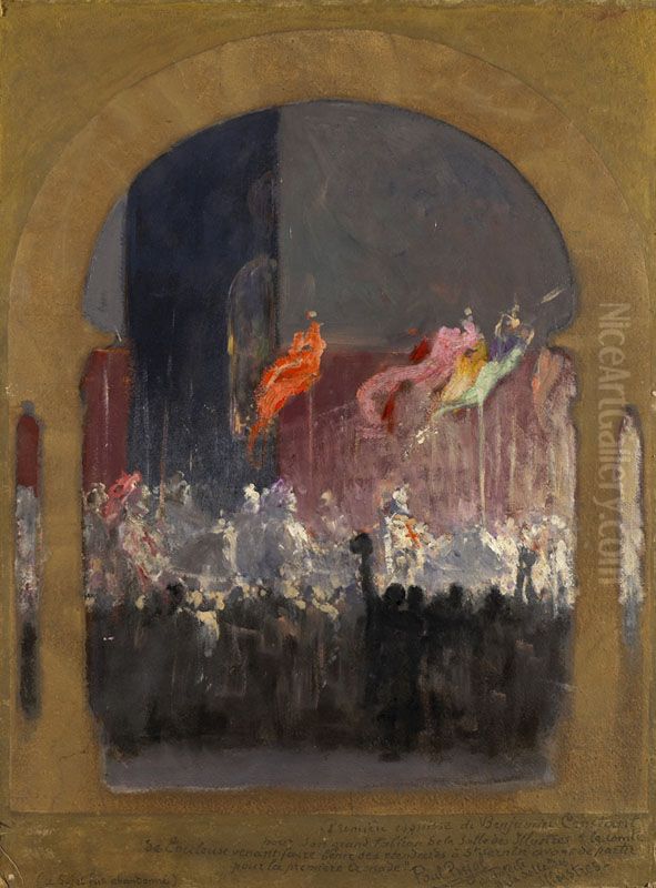 Le comte de Toulouse fait benir ses etendards a Saint-Sernin Oil Painting by Jean-Joseph Benjamin-Constant