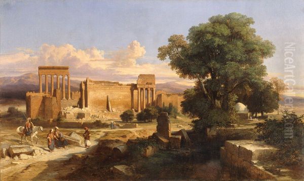 Ruines de Balbeck Oil Painting by Jules Louis Phillipe Coignet