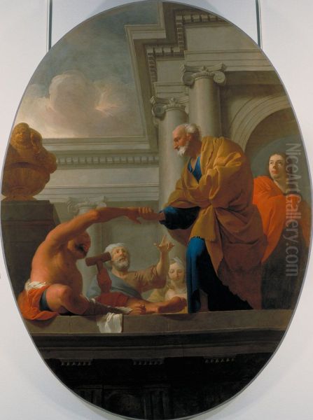 Saint Pierre guerissant un paralytique Oil Painting by Pierre Subleyras