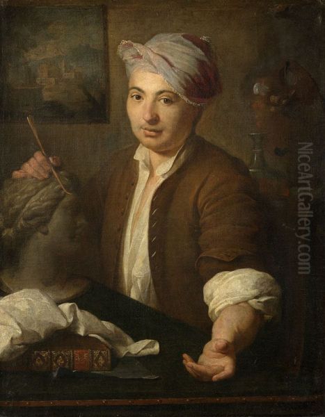 Portrait du sculpteur Pierre Lucas Oil Painting by Pierre Subleyras