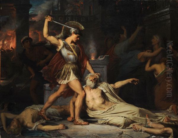 La Mort de Priam Oil Painting by Jules Lefebvre