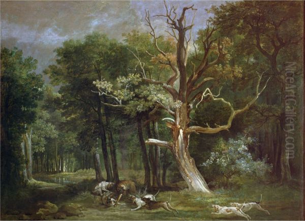 Wolf Hunt in the Forest of Saint-Germain Oil Painting by Jean-Baptiste Oudry