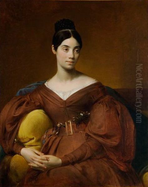 Portrait de Madame Felix Crucy Oil Painting by Auguste-Hyacinthe Debay
