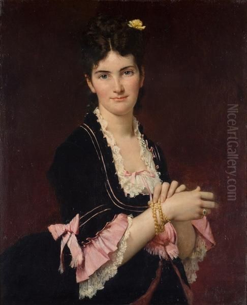 Portrait de Madame Mestayer Oil Painting by Jules-Elie Delaunay