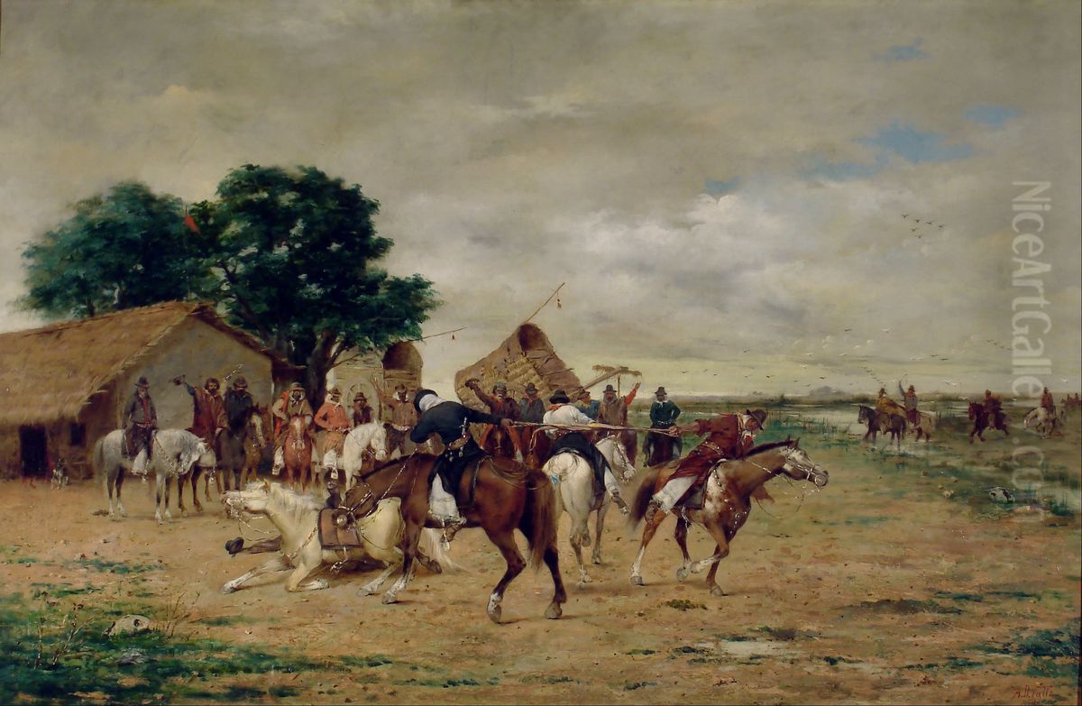 El juego del pato Oil Painting by Angel Della Valle