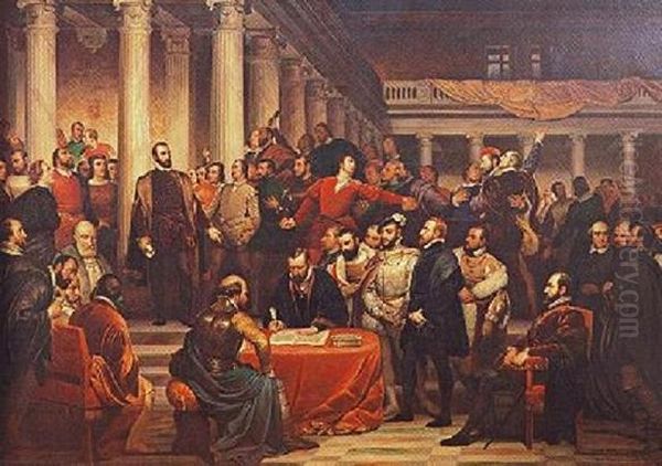 Den nederlandske adels kompromis Oil Painting by Edouard De Biefve