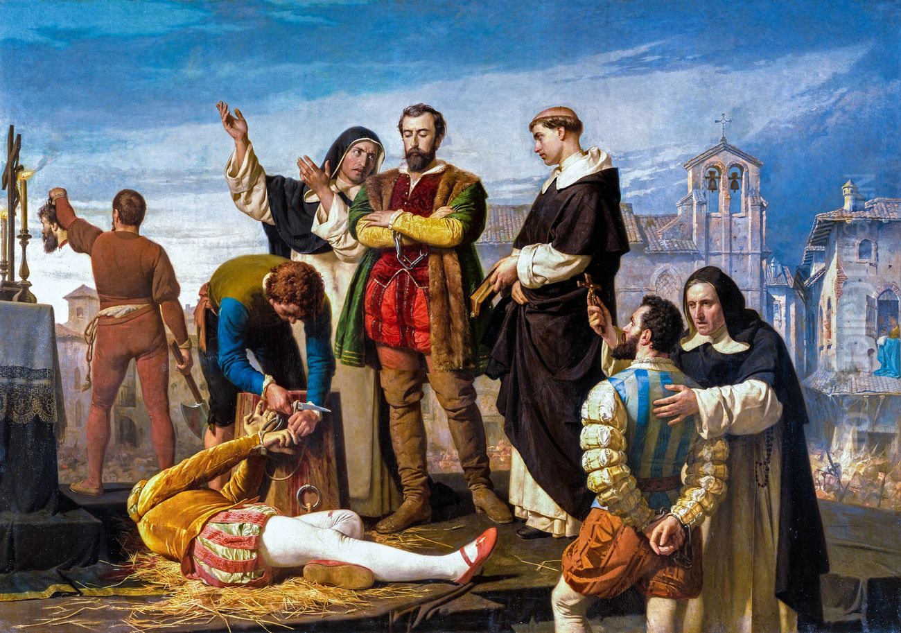 Ejecucion de los comuneros de Castilla (detalle) Oil Painting by Antonio Gisbert