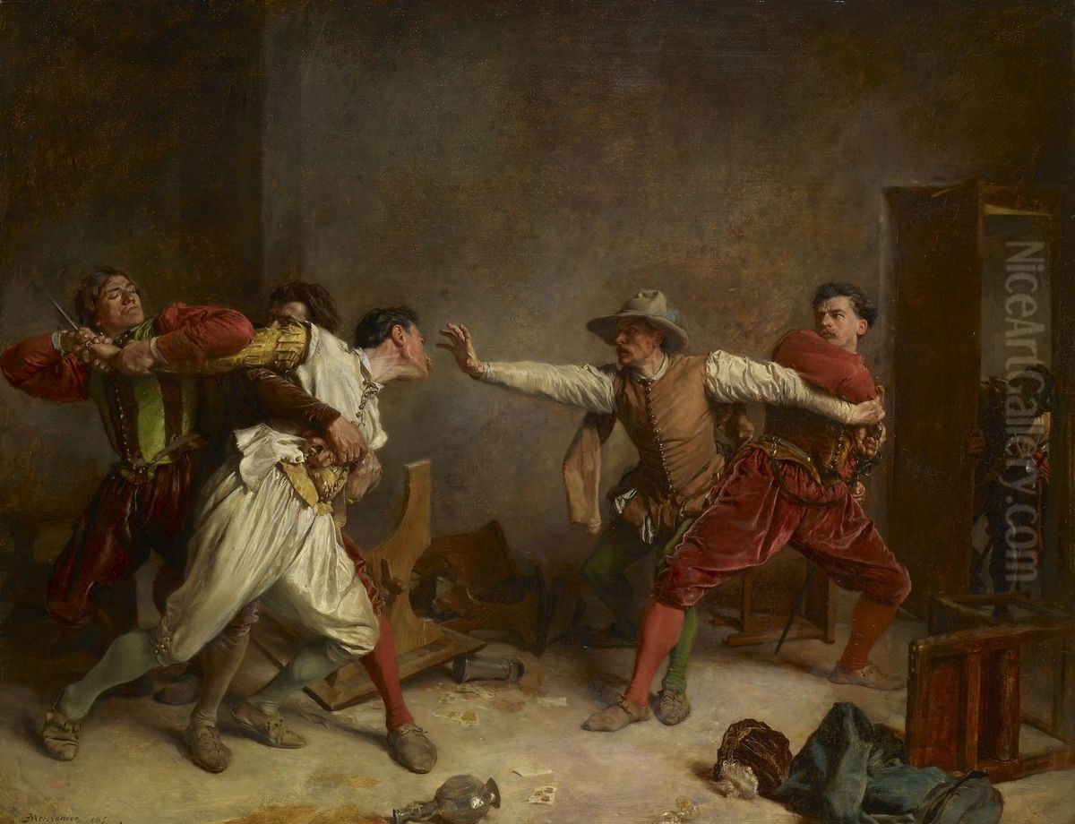 La Rixe (The Brawl) Oil Painting by Jean-Louis-Ernest Meissonier