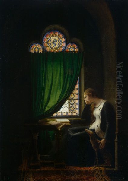 Valentine of Milan Mourning her Husband, the Duke of Orleans Oil Painting by Francois Fleury-Richard
