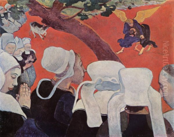 The Vision After the Sermon (Jacob wrestling with the Angel) Oil Painting by Paul Gauguin