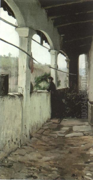 Tarda de pluja Oil Painting by Santiago Rusinol i Prats