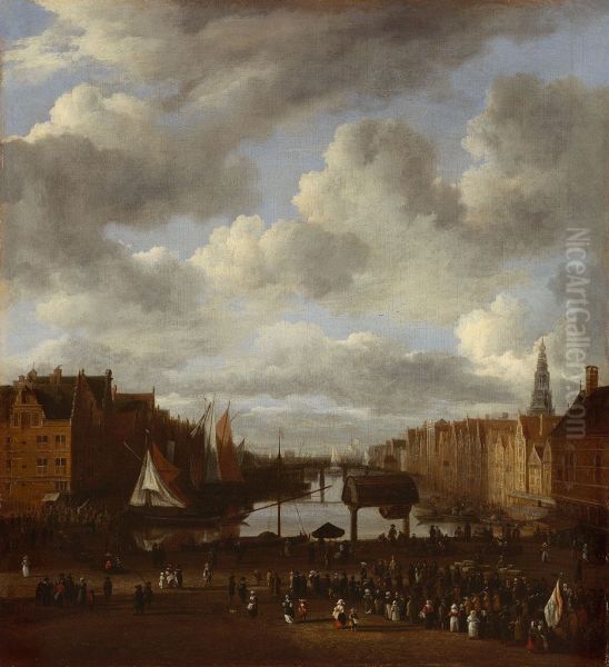Het Damrak-Het Damrak naar het noorden gezien-The Damrak Oil Painting by Jacob Van Ruisdael