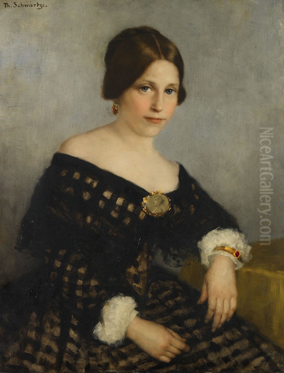 Sophia Adriana de Bruijn (1816-1890) Oil Painting by Therese Schwartze