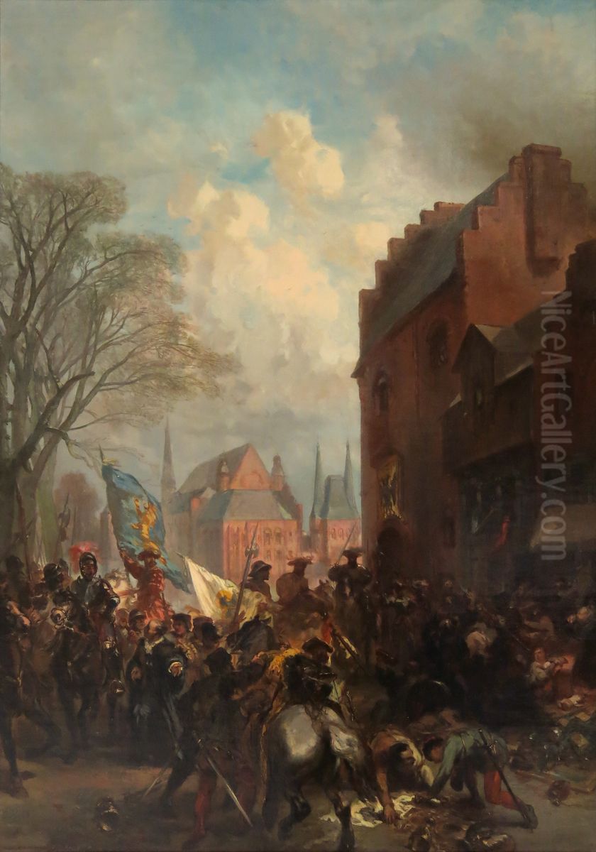 Anno 1528. Maarten van Rossum plundert Den Haag Oil Painting by Charles Rochussen