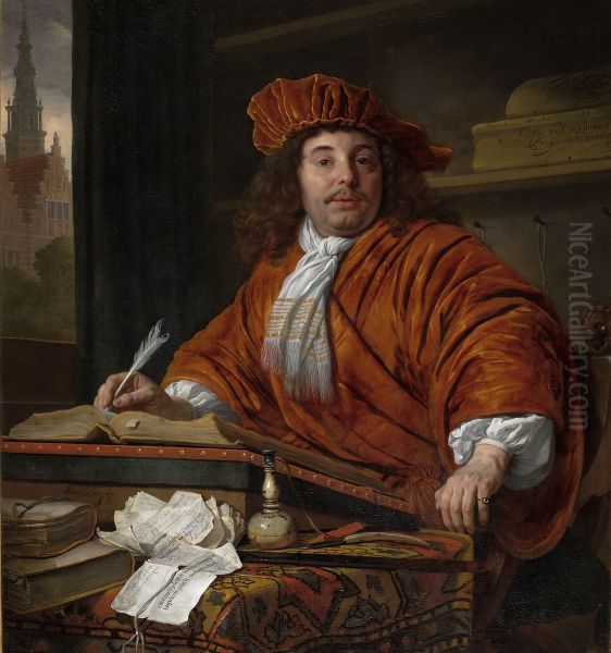 Portrait of Daniel Bernard (1626-1714) Oil Painting by Bartholomeus Van Der Helst