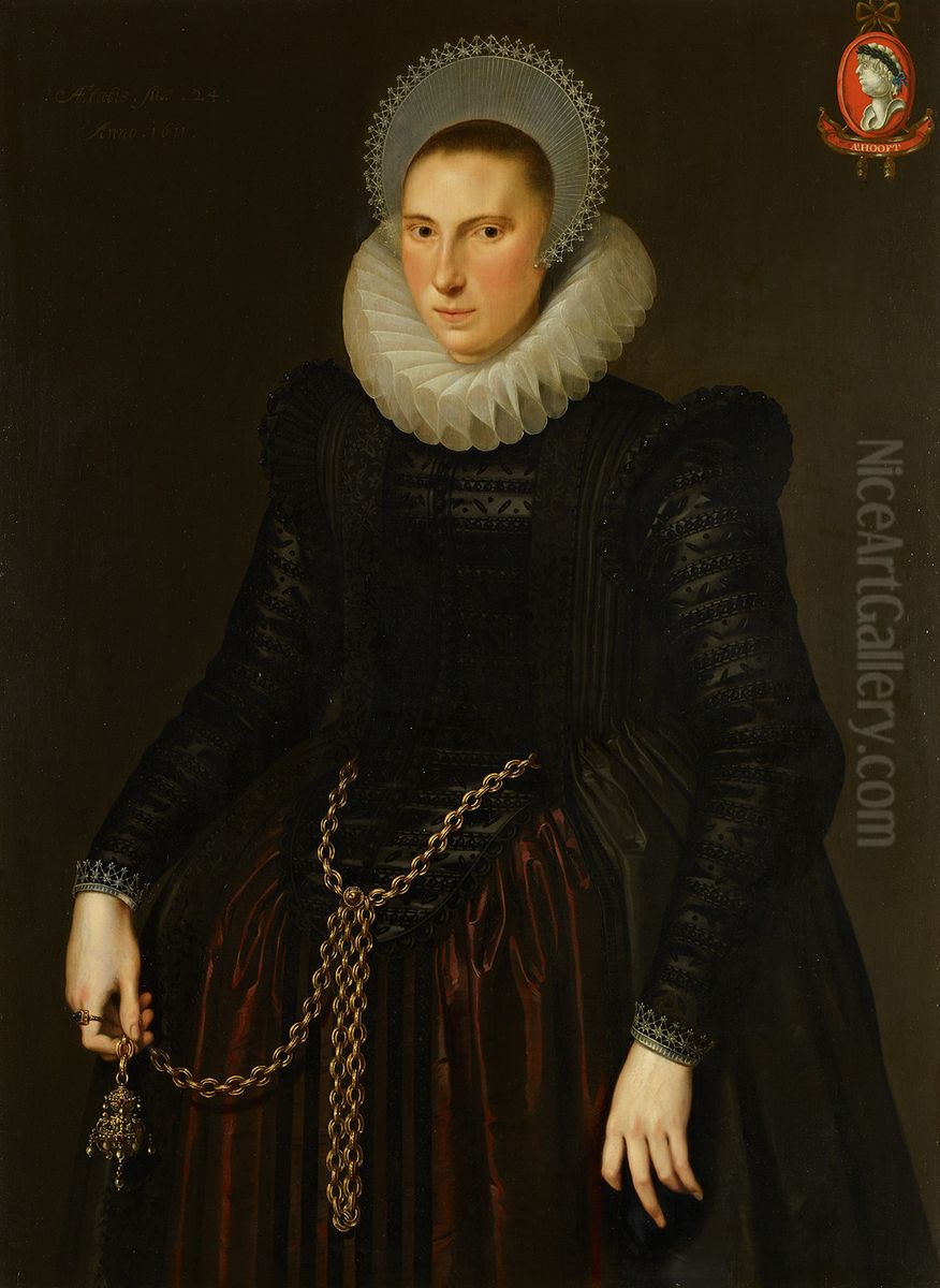 Aeghje Cornelisdr. Hooft (1587-1653) Oil Painting by Cornelis van der Voort
