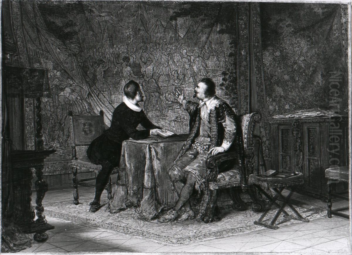 Anno 1626. Frederik Hendrik laat zich de Palamedes van Vondel voorlezen Oil Painting by Jacobus Ludovicus Cornet