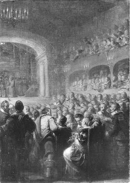 Anno 1637. De inwijding van de Amsterdamse schouwburg Oil Painting by Johannes Hinderikus Egenberger