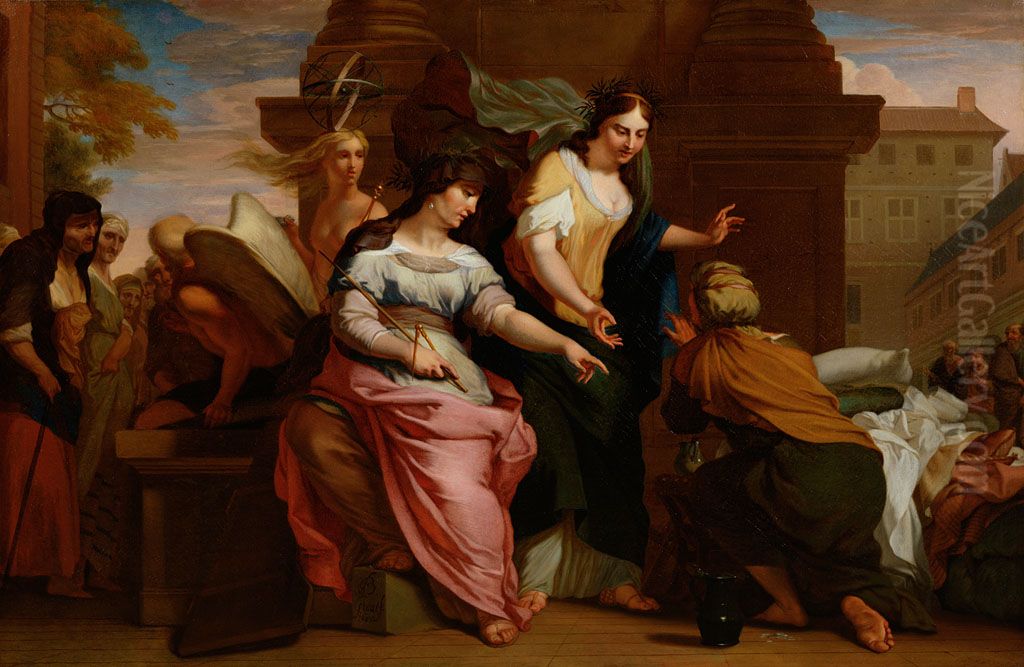 Allegorie op de Verzorging in het Oude Mannen- en Vrouwengasthuis-Allegory of the Care in the Old Men's and Old Women's Home Oil Painting by Barend Graat