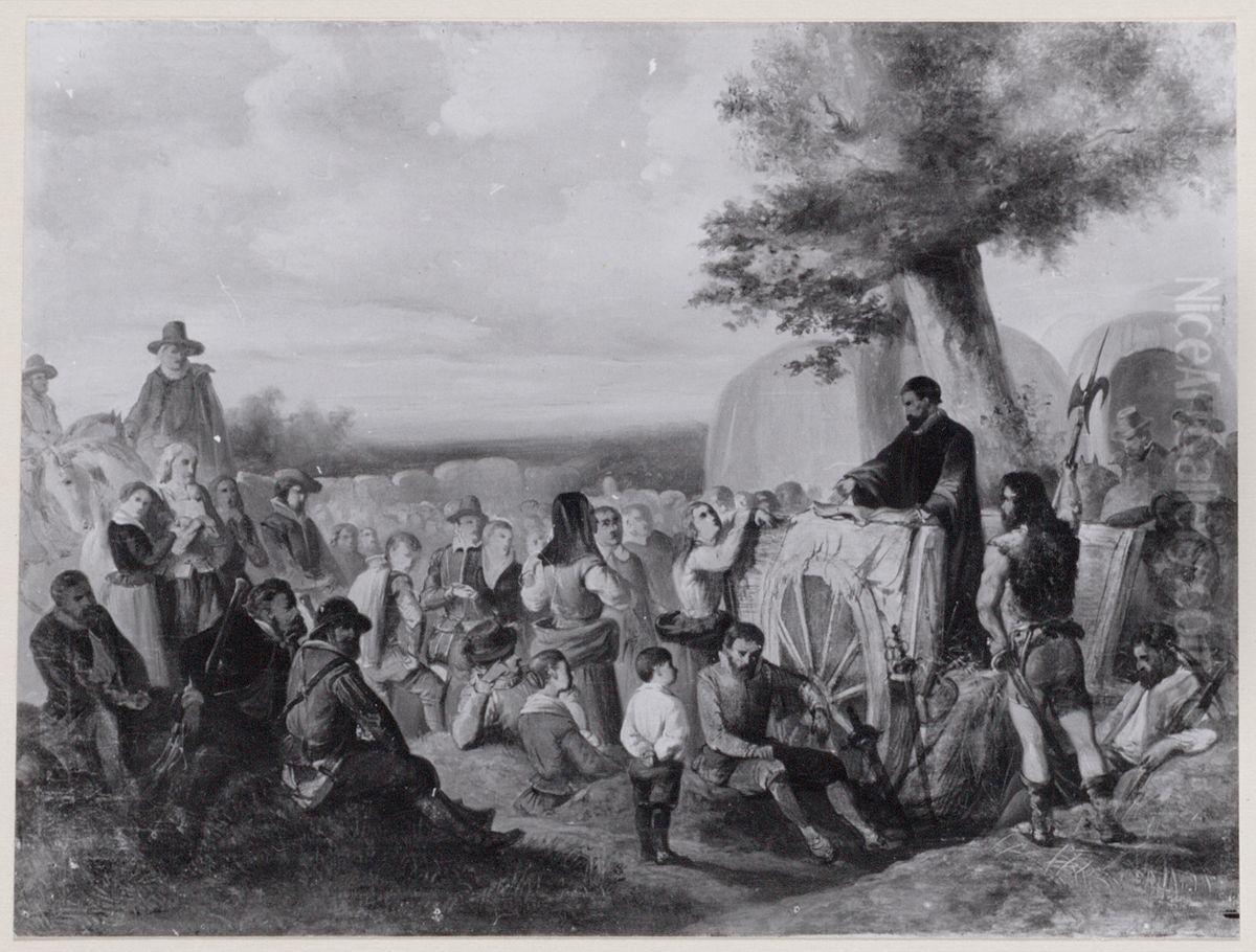 Anno 1566. Een prediking in 't open veld Oil Painting by Karel Frederik Bombled