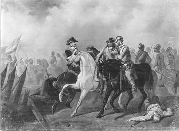 Anno 1640. Hendrik Casimir van Nassau sneuvelt voor Hulst Oil Painting by Karel Frederik Bombled Anno 1640. Hendrik Casimir van Nassau sneuvelt voor Hulst Oil Painting by Karel Frederik Bombled