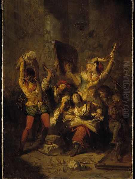 Anno 1566. De beeldenstorm Oil Painting by Johannes Hinderikus Egenberger