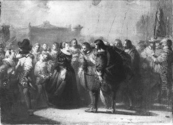 Anno 1638. Maria de 'Medici wordt te Amsterdam ontvangen Oil Painting by Johannes Hinderikus Egenberger