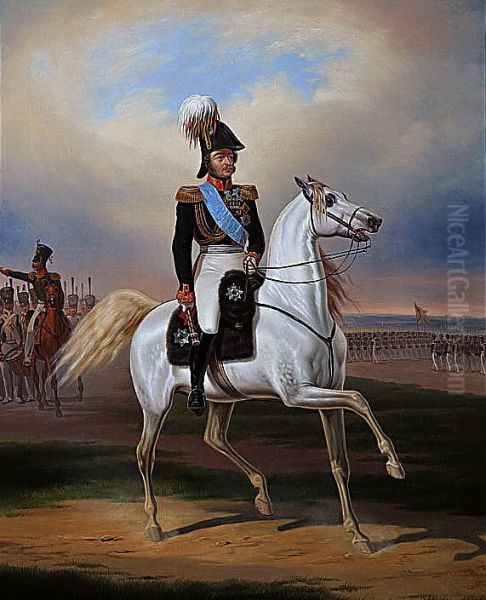Equestrian portrait of Mr. Paskiewicz Oil Painting by January Suchodolski