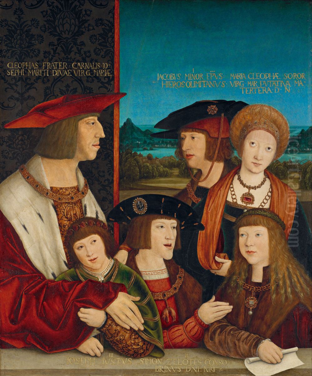 Portrait of Emperor Maximilian and his family Oil Painting by Bernhard Strigel