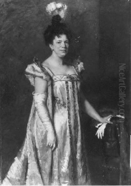 Sophie Pauwels-Van Biene (1852 - 1907) actrice, in de rol van Prinses Elisa uit 'Madame Sans-gene' van Sardou Oil Painting by Therese Schwartze
