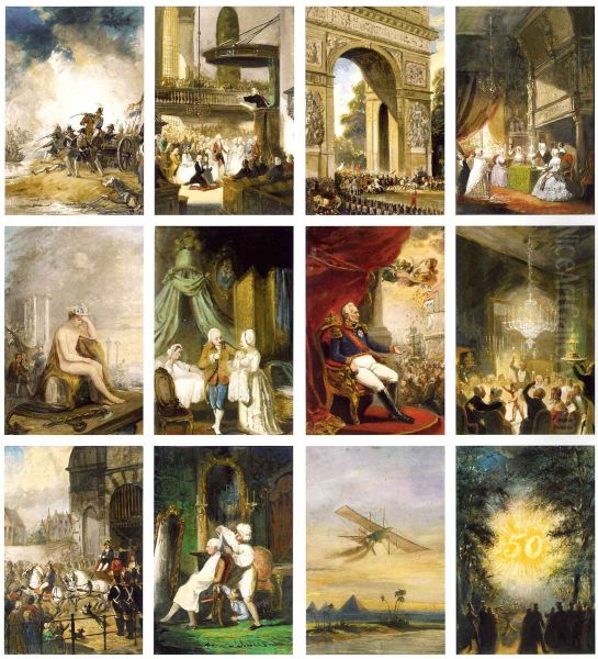 Kroniek van echtpaar Joh. Samuel Wurfbain (1770-1851) en Anna Maria Geertruida Hurrelbrinck (1772-1850), bij gelegenheid van hun gouden bruiloft Oil Painting by Nicolaas Pieneman