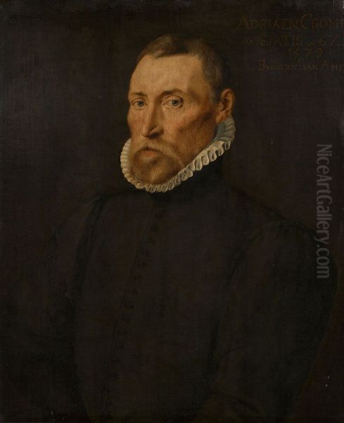 Adriaen R.L.M. Cromhout (ca. 1516-1588)-Adriaen R.L.M. Cromhout (ca. 1516-1588), burgomaster of Amsterdam Oil Painting by Dirck Barendsz