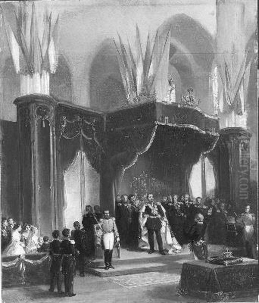 Anno 1849. De inhuldiging van koning Willem III in de Nieuwe Kerk Oil Painting by Herman Frederik Carel ten Kate