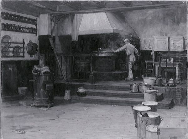 In de keuken van het Burgerweeshuis Oil Painting by Nicolaas Van Der Waay