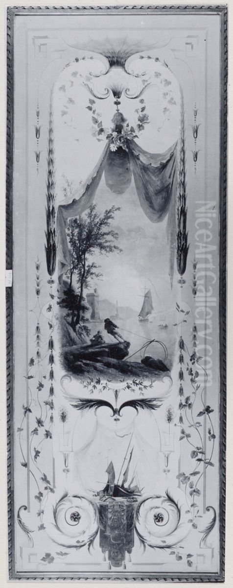 Wanddecoratie met visser Oil Painting by Paul-Alfred Colin