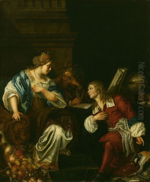 Allegorie op het vertrek uit het weeshuis Oil Painting by Jacob van der Sluys