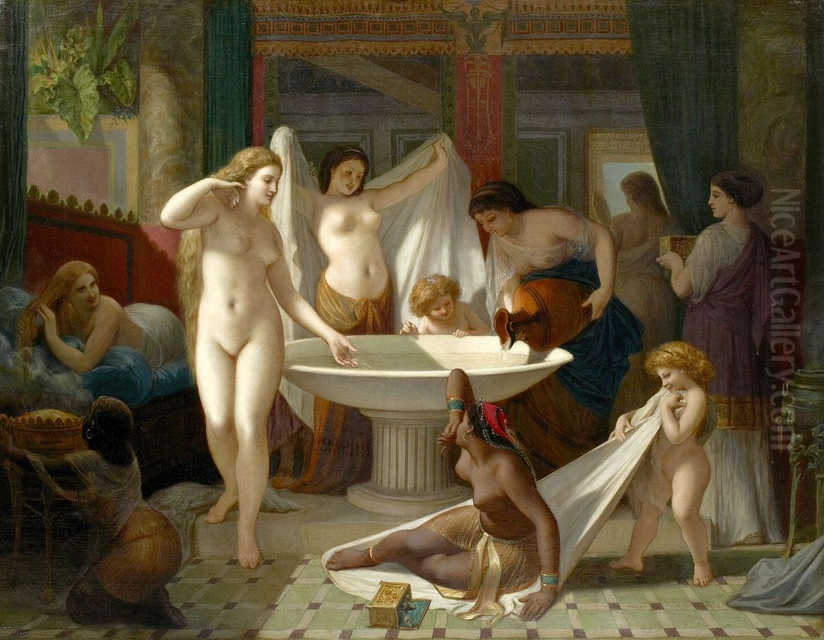 Jeunes Femmes au bain Oil Painting by Henri-Pierre Picou